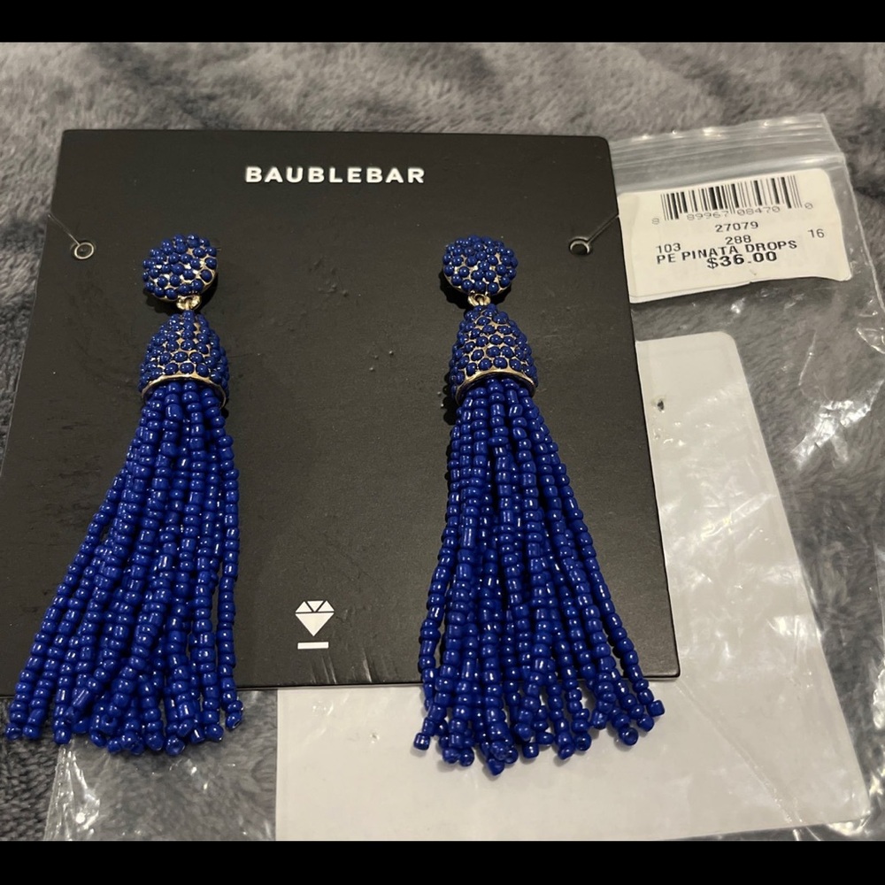 BaubleBar Royal Blue Beaded Drop Earrings
